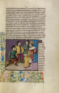 En konge ved hoffet, ca.1460-70 (tempera, bladguld, maling og blæk på pergament) af French School