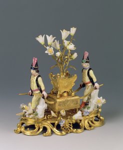 En Louis XV-parfumebrænder, ca. 1745 (ormolu og porcelæn)