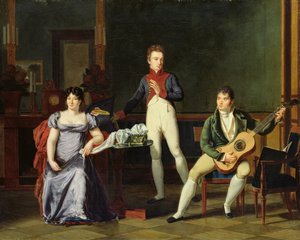 En musiker og hans familie, muligvis Fernando Sor (1778-1839) af French School