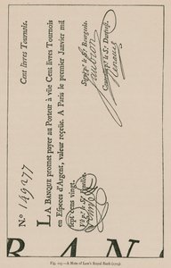 En note fra Laws Royal Bank (1719) af French School