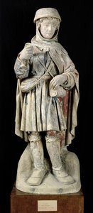 En bonde, ca. 1500 (polykrom sten) af French School