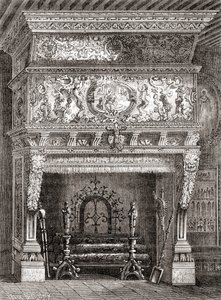 En renæssancepejs i Cluny-museet, Paris, Frankrig, fra 