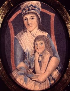 En revolutionær kvinde og hendes søn, ca. 1790 (akvarel på papir) af French School
