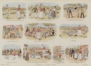 En forstads sommerfuglejagt (chromolitho) af French School