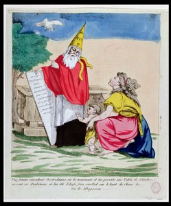 A Woman Consulting Michel Nostradame (Nostradamus) (1503-66) januar 1790 af French School