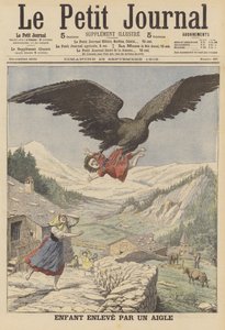 Et barn båret af en ørn i de italienske alper (farve litho) af French School