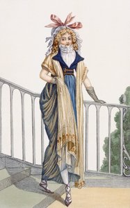 En gåkjole i landlig stil, illustration fra Journal des Dames et des Modes, 1797 af French School