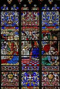 En detalje fra vinduet w30, vinduet panegyrisk til St. Romain af French School