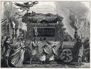 En funebre tank, der bærer Voltaires lig (Francois Marie Arouet af French School