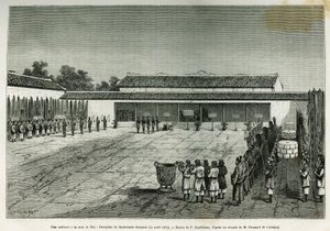 En høring ved retten i Hue (Vietnam), modtagelse af den franske ambassade, 14. april af French School
