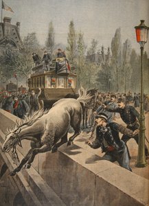 En hest, der begår selvmord, illustration fra Le Petit Journal: Supplement illustre, 1898 af French School