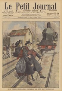 En overkørselsvagt dræbt i tjenesten (farve litho) af French School