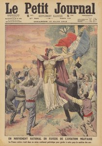 En national bevægelse til støtte for militær luftfart (farve litho) af French School