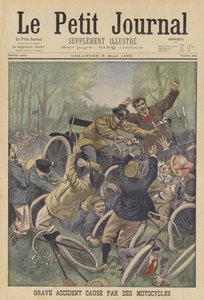 En alvorlig ulykke forårsaget af motorcykler (farve litho) af French School
