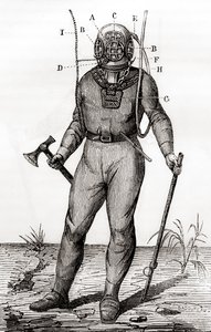 En standard dykkerdragt patenteret af Joseph-Martin Cabirol i 1855, fra 