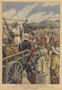 En tredobbelt henrettelse i Algeriet (farve litho) af French School