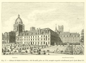 Klosteret Sainte-Genevieve, sydkysten, taget i 1790, i øjeblikket delvist besat af Lycee Henri IV af French School