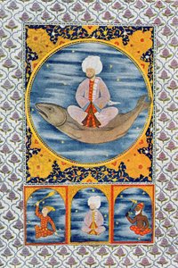 Abdallah of the Sea, illustration fra The Arabian Nights, 1895 (farvegravering) af French School