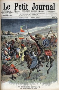 Abessinisk høvding på et raid, Etiopien, marts 1908 (kristne abyssinere kæmper mod muslimske somaliere på grænsen mellem Etiopien og Somalia) fra Le Petit Journal (gravering) af French School