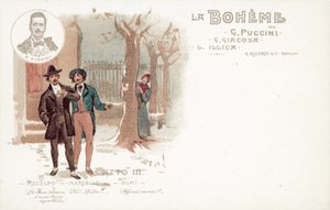 Tredje akt, La Boheme (farve litho) af French School