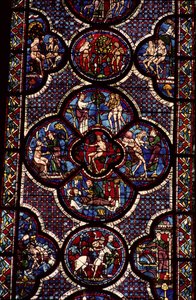 Adam og Eva-vindue, 1200-tallet (for detaljer se 129046) af French School