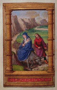 Tilføj 35214 f.72v Flight into Egypt, from a Book of Hours, Paris af French School
