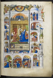 Tilføj Ms 18850 f.32r, The Annunciation, fra Book of Hours (The Bedford Hours) c.1410-30 (blæk, farve og guld på vellum) af French School