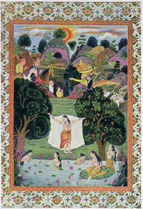 Adolescents Bathing, illustration fra The Arabian Nights, 1895 (farvegravering) af French School