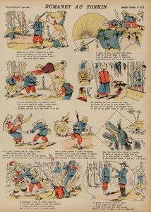 Adventures of Dumanet, en fransk soldat, i Tonkin (farvet gravering) af French School