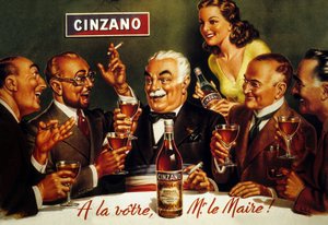 Annonce for Cinzano Blanc (farve litho) af French School
