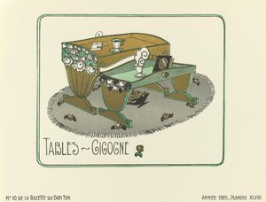 Annonce for "Tables - Gigogne", pub.1920 (stencilprint) af French School