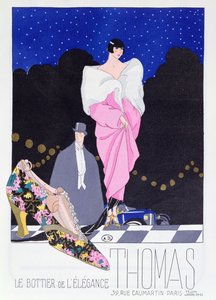 Annonce for støvlemageren Thomas fra modemagasinet Art-Gout-Beaute, 1924 af French School