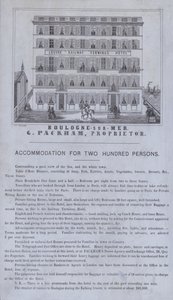 Annonce for Louvre Railway Terminus Hotel, Boulogne-sur-Mer, Frankrig (litho) af French School