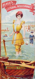 Annonce for strandene langs Boulognes kyst. ca. 1905