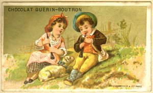 Reklamekromolitografi af Guérin Boutron-chokolader (kromolitografi) af French School