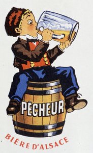 Annoncering for Alsace øl "" Fisherman"". af French School