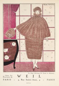 Reklame for "Weil", fra Gazette de Bon Ton, pub. 1920 (stenciltryk) af French School