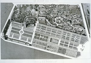 Luftfoto af planen for Jardin des Plantes i Paris, 1842 af French School