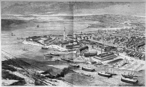 Luftudsigt over byen og havnen i Lorient, Morbihan (56) af French School