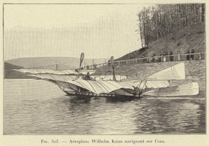 Fly Wilhelm Kress sejler på vandet (gravering) af French School