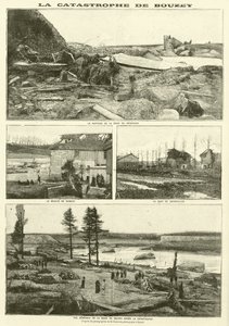 Efterdønningerne af Bouzey-oversvømmelsen, Frankrig (gravering) af French School