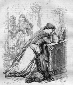 Agnes de Meranie eller Meran (1172-1201), dronning af Frankrig, blev sendt til klosteret af kong Philip Augustus. Indgravering i "" Pavernes historie (...) Dronningekongens og kejsernes forbrydelser gennem århundrederne" af Maurice Lachatre af French School