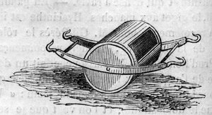 Landbrugsmaskine: en distributørgødningsdør præsenteret ved landbrugskonkurrencen i Paris i 1860. Indgravering i "" Le Monde Illustré"" nr. 172 af 28. juli 1860. af French School