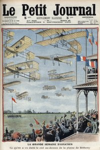 Airshow afholdt i Betheny, Frankrig, illustration fra den franske avis Le Petit Journal - Meeting d
