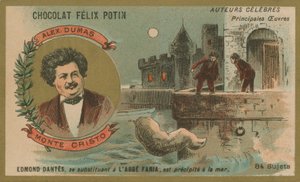 Alexander Dumas og en scene fra Greven af Monte Cristo af French School