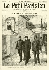 Alfred Dreyfus i fængslet i Saint-Martin-de-Re, Frankrig (gravering) af French School