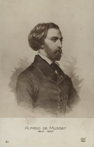 Alfred de Musset, fransk dramatiker, romanforfatter og digter (litografi) af French School