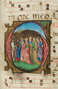 All Saints, Gradual, f.85 (blæk, tempera og bladguld på pergament) af French School