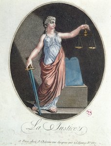 Allegory of Justice, udgivet af J. Chereau, Paris, 1792 af French School
