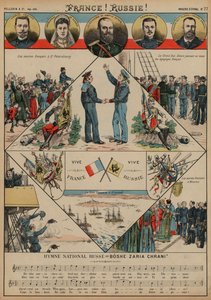 Alliance mellem Frankrig og Rusland (farvet gravering) af French School